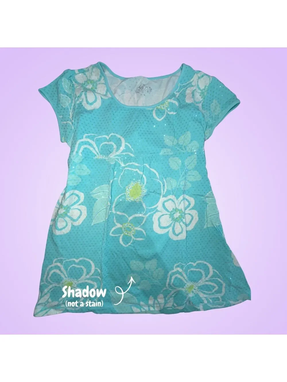 Justice Girls Size XXL 16 Turquoise Floral Dot Short Sleeve Tunics Dress Top